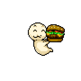 Ghost Pando eating a hamburger
