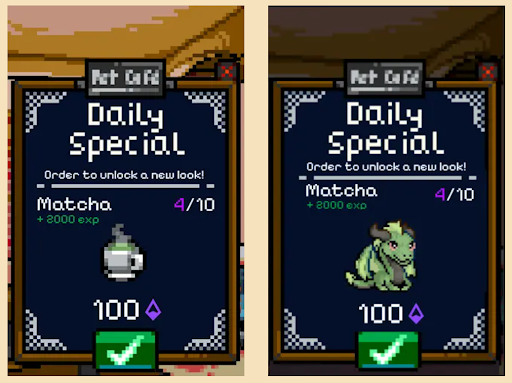 Pando's new pet cafe, showing the daily specials